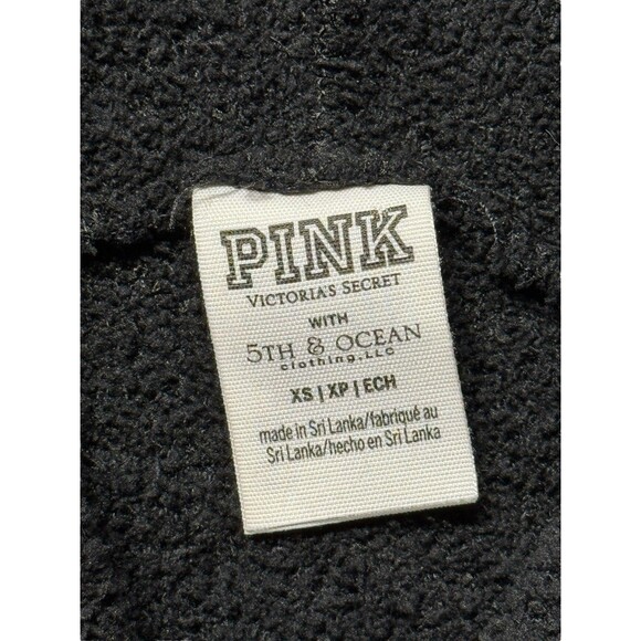 Victoria’s Secret PINK WV Mountaineers Hoodie Women’s XS Black Sherpa Fleece - Picture 4 of 9